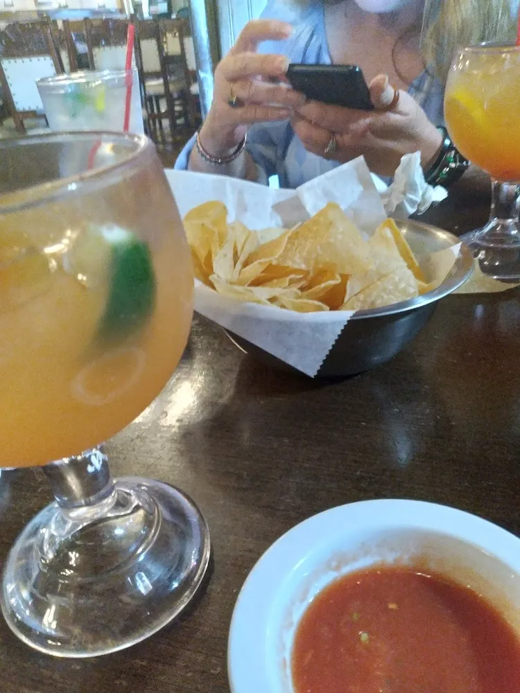 Chips and Salsa with a Peach Margarita